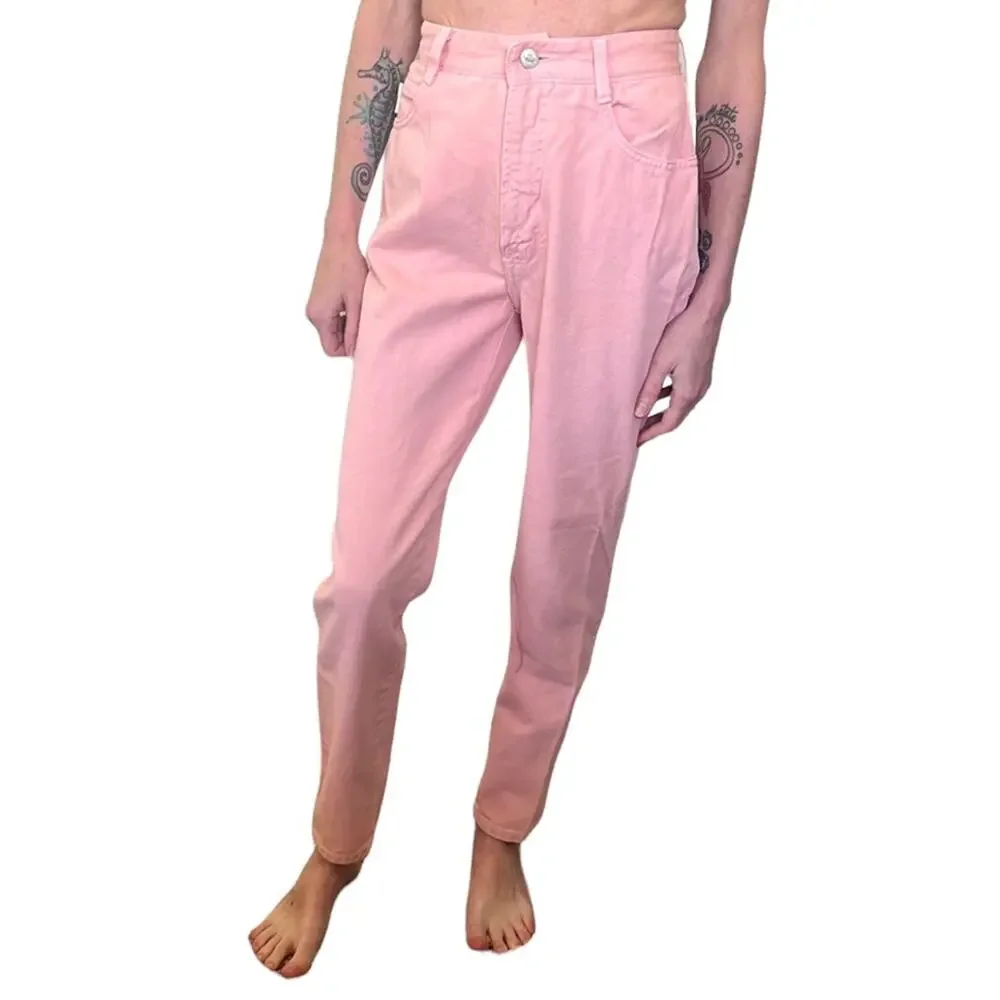 Vintage 90’s BONGO Light Pink High Waisted Cotton Mom-Jeans - Picture 2 of 12